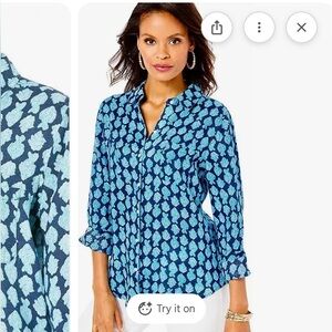 Lilly Pulitzer Blue Fish Button Down